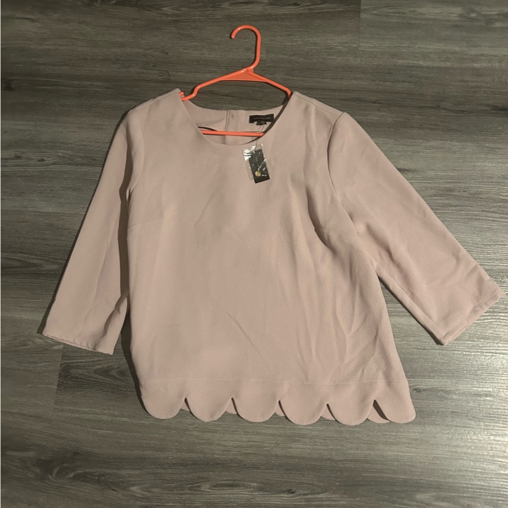Scalloped Hem Blush Pink Top